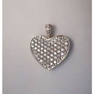 Daniela Swaebe Silvertone heart crystal pave pendant nwot